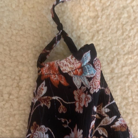 Express Floral Tie Neck Halter Dress - Picture 2 of 5